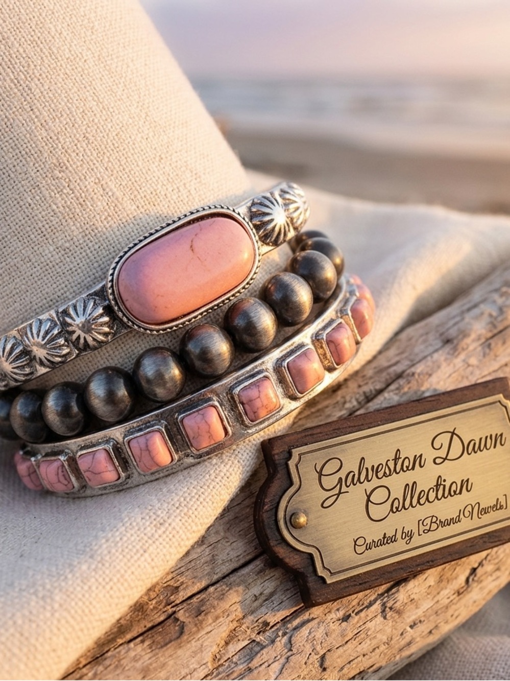 Stacked Blossom Bracelets - Pink & Silver